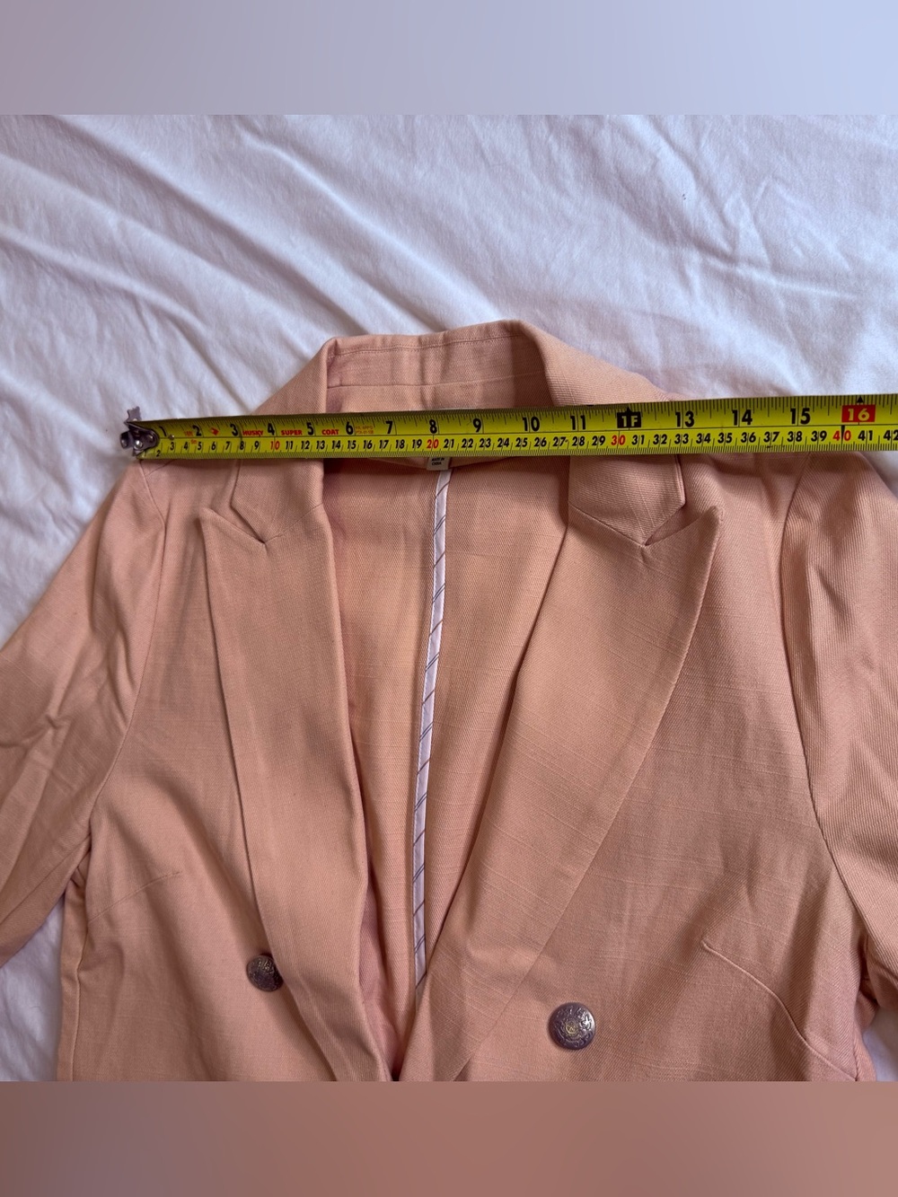 Evereve Blush Pink Military Button Double Breasted Cotton Blazer Medium - Picture 13 of 14